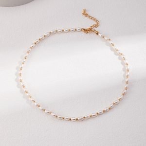 Vintage Gold Bead Pearl Necklace