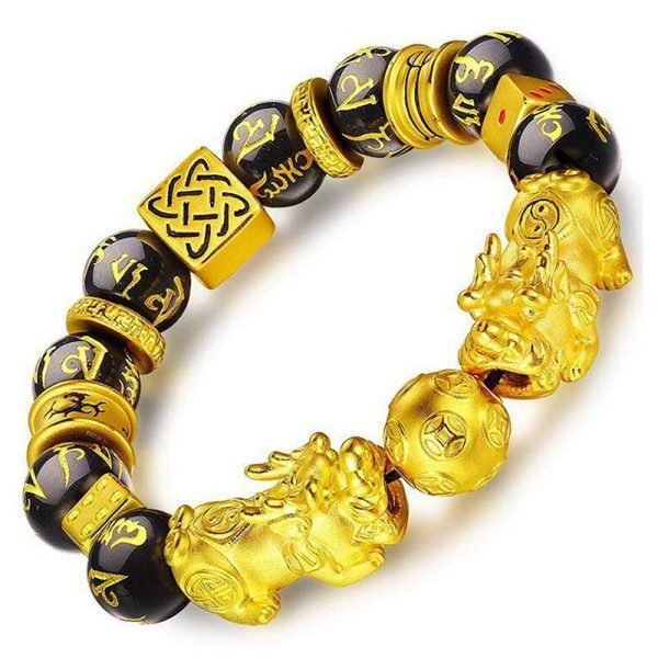 Gold-Plated Double Pixiu Wealth Bracelet - 图片 3