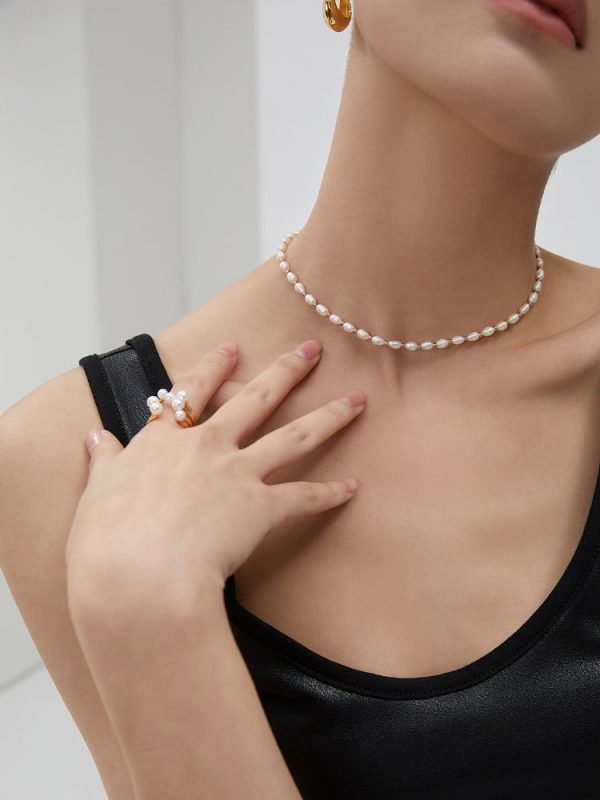 Vintage Gold Bead Pearl Necklace - 图片 3