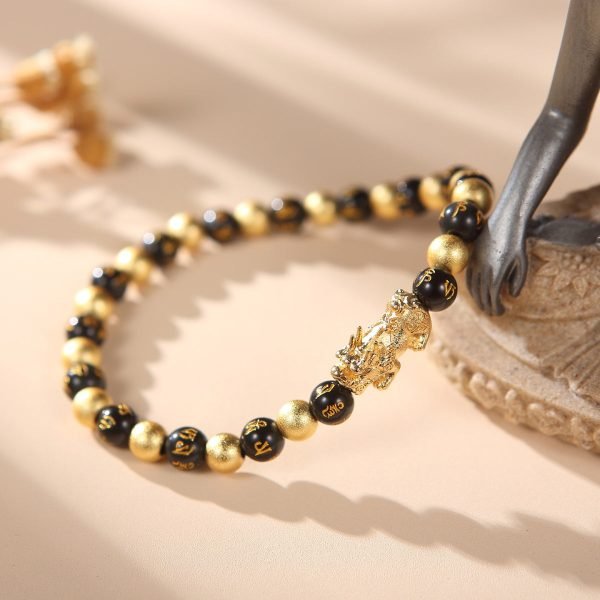 Black and Gold Feng Shui Beads Pixiu Charm - 图片 3