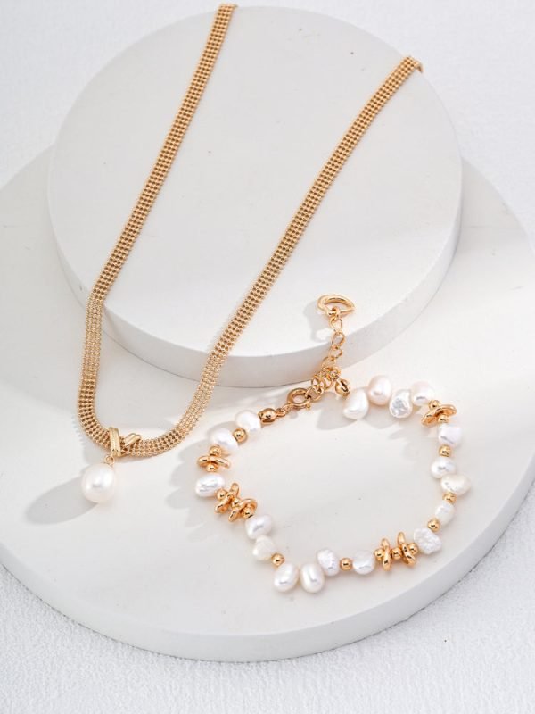 Pearl Pendant Metal Lace Design Choker - 图片 4