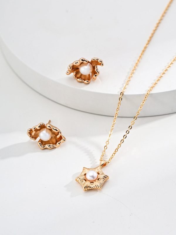 Hexagonal Pendant Pearl Necklace - 图片 4