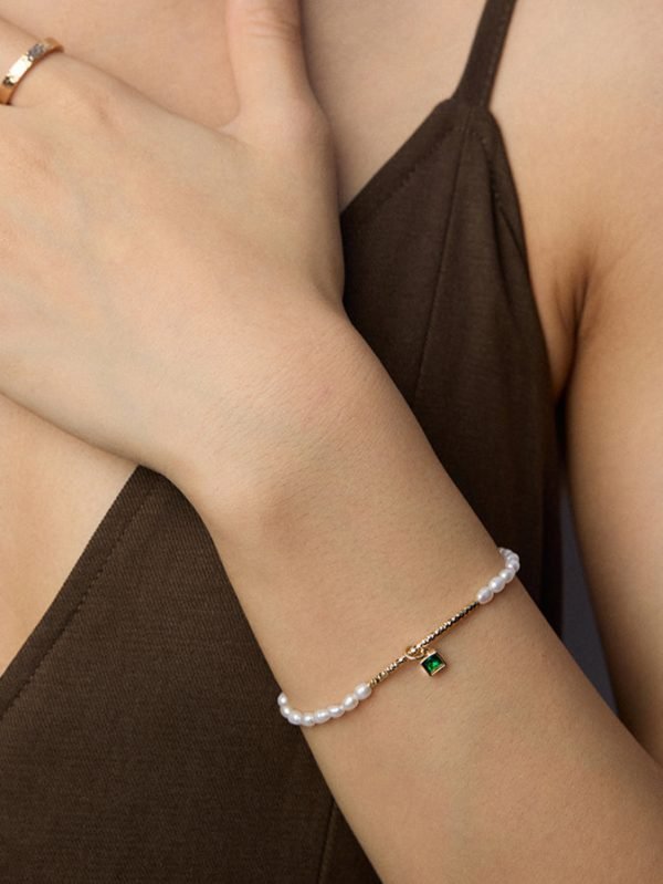 Green Zircon Pearl Bracelet. - 图片 5