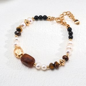 Tiger's Eye Black Onyx Pearl Bracelet